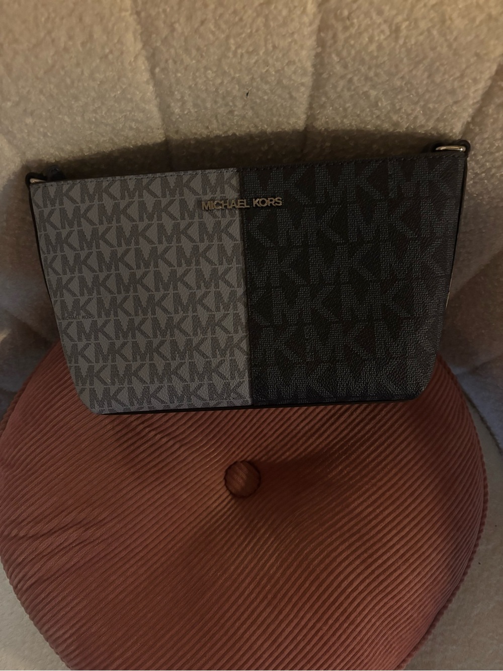 Michael Kors Two-Tone Gray & Black Shoulder Pouch